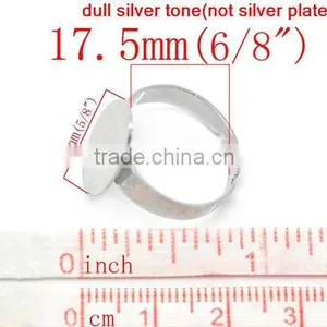 Custom 20PCs Silver Plated Adjustable Oval Cabochon Ring Settings thumbnail-2