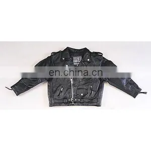 Cowhide Leather Jacket Classic Style Kids Size Biker Coat thumbnail-1