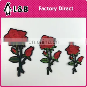 2017 Wholesale Chinese Custom Iron on Embroidery Heat Rose Patch thumbnail-1