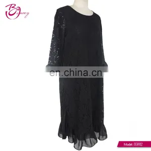 2017 Latest Korea Style Black Color Elegant Lace Three Quarter Sleeve Party Dress Evening Wear thumbnail-5