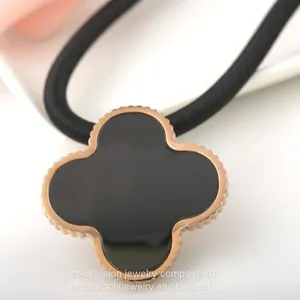 Women Jewelry Stainless Steel Four Leaf Clover Pendant Flower Necklace thumbnail-2