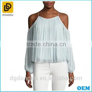 2016 Fashion Design Latest Summer Lady Blouse Cold-Shoulder Blouse thumbnail-2