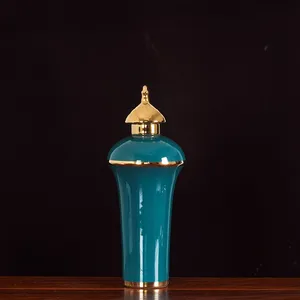 Retro Gild Fashion Light Luxury Orange Green Ceramic Flower Vase For Showroom Decor thumbnail-5