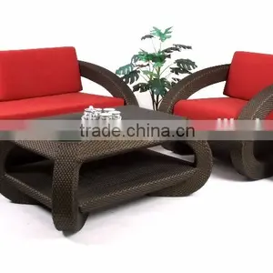 TF 0604 Synthetic Rattan Living Set, Red Cushion thumbnail-1