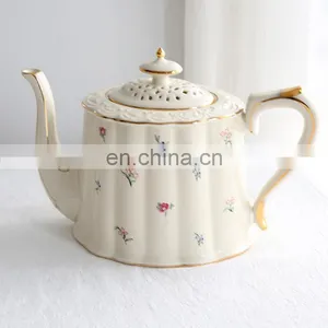 Custom English Gold Luxury Afternoon European Style Ceramic Porcelain Tea and Coffee Cup Pot Gift Set thumbnail-3
