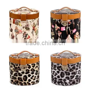 Printing Hard Leather Cosemtic Organizer Artist Train Case,leather Makeup Vanity Case,beauty Makeup Travel Carrying Case thumbnail-2