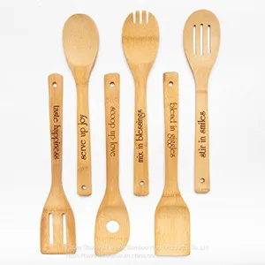 Bamboo Wooden Cooking Spoon Set With Personalized Logo/bamboo Utensil Set Wholesale thumbnail-1