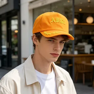 Baseball Cap Hard Structured Curved Visor Leaf Embroidery Unisex Street Fashion Headwear Custom Logo Available thumbnail-1