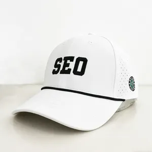 Wholesale Baseball Caps Custom Embroidery 6-Panel Golf Hats With Rope thumbnail-3