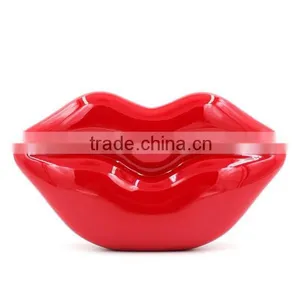 Women's Acrylic 3d Sexy Red Lip Evening Handbag Party Clutch Crossbody Shoulder Purse thumbnail-1