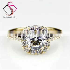 Round Brilliant Cut Moissanite 1CT 6.5mm Center Halo Style 14k 18k White Yellow Gold Diamond Engagement Ring thumbnail-1