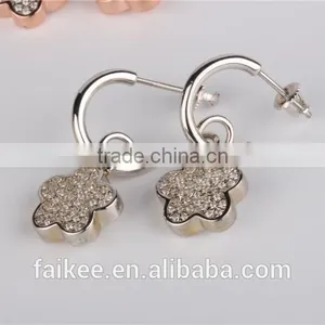 Wholesale Fashion Lady's Jewelry 925 Sterling Silver Earring Gold Plated Wax Micro Pave Setting Earring thumbnail-5