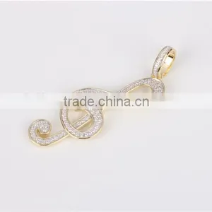 925 Silver Artificial Diamond Round Ring Pendant for Women Musical Notes Pendant thumbnail-3