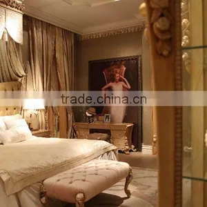 Italian Luxury Bedroom Furniture Set High Back Bed With Hand Carving thumbnail-2