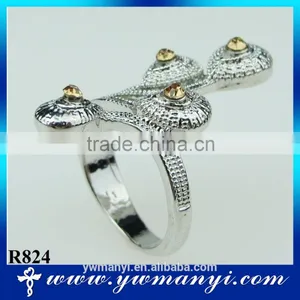 New Style Rhinestone Ring Special Plant Shape Silver Plated Ring R824 thumbnail-1