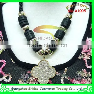 Fabulous Handmade Linked Black Bead Rope Chian Nacklace Pendant Jewelry thumbnail-1