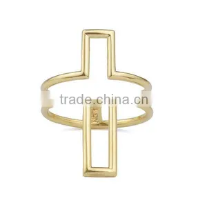 Xuanghuang Silver Jewelry Guangzhou Factory Silver Gold Plated Cross Ring thumbnail-3