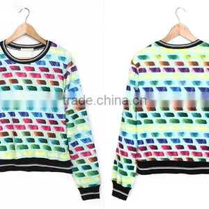 Crewneck Long Sleeve Printed T Shirt Custom Wholesale Ladies T Shirt 2017 thumbnail-5