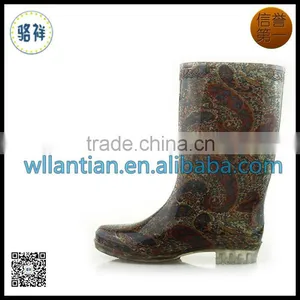 Lady PVC Transparent Printed Color Rain Boots thumbnail-1