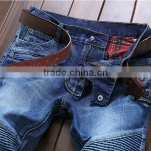 Pleated Men Denim Jeans Pants Famous Brand Washed Ripped Jeans Fashion Designer Biker Jeans Straight Slim Hole Pants thumbnail-4