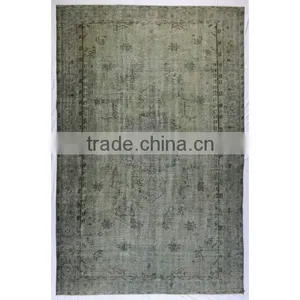 Handmade Swamp Green Over-dyed Rug (10 x 6 Feet) thumbnail-1