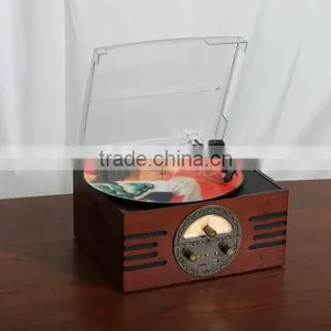 New Arrival Product Retro Wooden Bluetooth Turntable Record Player With Radio thumbnail-1