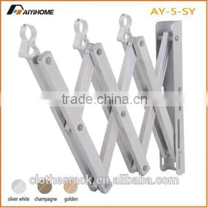Folding Accordion Clothes Rack, Used at Wall-mount, With Aluminum Tube and ABS Plastic thumbnail-3