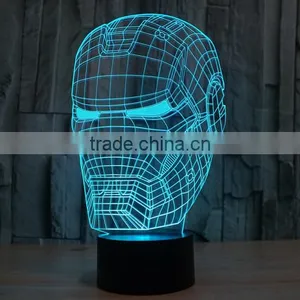 IRON MAN Shape Skull 3d Illusion Lamps Acrylic Indoor USB + Battery Operated Decorative Led Night Light thumbnail-3
