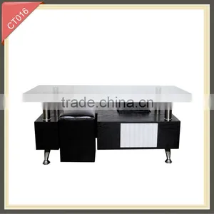 Aquarium Transparent Coffee Table Move Wooden Coffee Table CT016 thumbnail-1