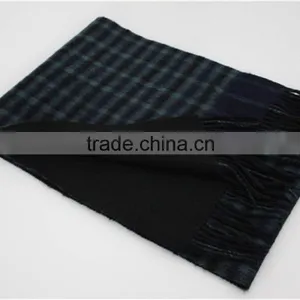 D/Blue Double Sided Plain Wool Scarf With Fringe thumbnail-2