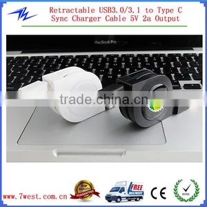 Retractable USB3.0/3.1 to Type C Sync Charger Cable 5V 2A Output thumbnail-1