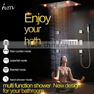 Shower With Led Light Color Remote Control Multiple Function Led Light Shower Rainfall Waterfall Water Curtain thumbnail-4