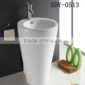 2015 New Design Big Pedestal Basin Bathroom Hand Wash Sink Ceramic Stand Column Basin thumbnail-1