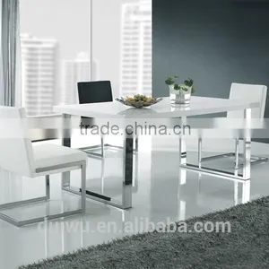 Modern Metal Dining Room Rectangular Tables Strong 201 Stainless Steel Base thumbnail-1