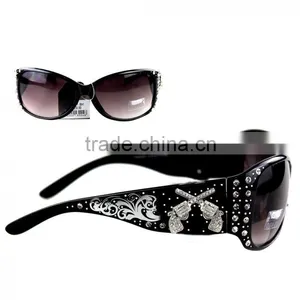 COWGIRL RHINESTONE DOUBLE PISTOL WESTERN SUNGLASSES thumbnail-1