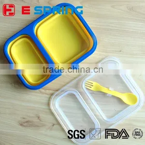 Collapsible Lunch Container With Spoon Silicone Container Bulk thumbnail-1