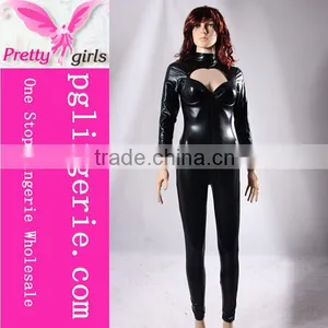 Wholesale Women Black Leather Jumpsuit High Quality Jumpsuit Evening Jumpsuits thumbnail-1