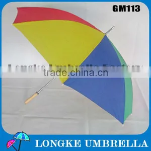 New Fashion Hign Quality 75cm Manual Open Four Color Bright Wooden Straight Golf Umbrella/mix Color thumbnail-1