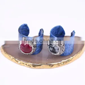 Fashion Agate, Turquoise Gemstone Snakeskin Rings, With Crystal Zircon Paved Charm Jewelry Finger Druzy Ring thumbnail-3