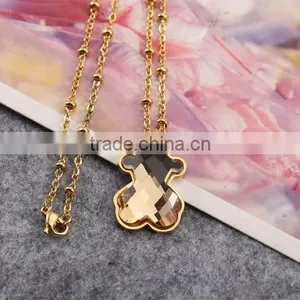 Champagne !Charming ! Fashion Design ! Latest Gold Chain Big Stone Bear Necklace thumbnail-6
