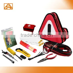 Red Triangular Fabric Bag Emergency Roadside Tool Kit thumbnail-1