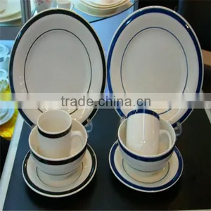 Striped Stoneware Dinnerware Set Microwave Safe Dinnerware Sets Stoneware Sake Set thumbnail-3