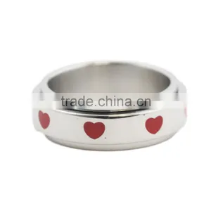 Wholesale Enamel Heart 3161 Stainless Steel Spinner Rings for Young Girl thumbnail-2