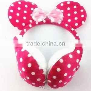Girls Dots Plush Bowknot Soft Earmuffs thumbnail-2
