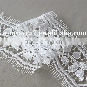 6cm Width High Quality 100% Polyester White Color Lace Trim Eyelash Lace Trim African Lace Embroidery Fabric for Wedding Dress thumbnail-3