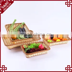 Cheap Custom Rectangular Shape Fruit Vegetable Display Basket Hand Woven Baskets thumbnail-3
