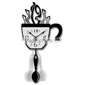 Home Decor Pendulum Wall Clock Coffee Cup Design Pendulum Wall Clock Modern Wall Clock for Home Decoration Decorative Wall Clock thumbnail-1
