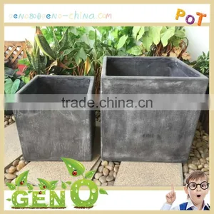 Fashionable Simple Shape Bonsai Square Dark Fiberglass Planter Flower Pot thumbnail-3