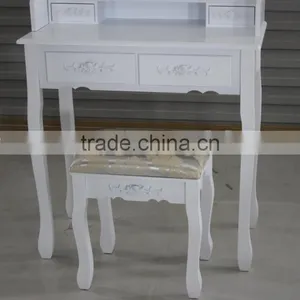 French Style Dressing Table With Mirror and Stool thumbnail-3