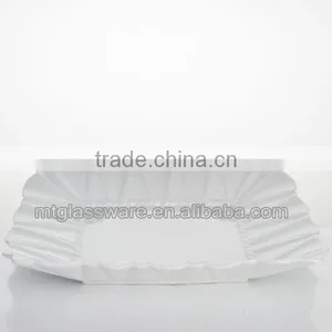 Hot Selling Ceramic Foot Plate With Chiffons ,square Fruit Tray thumbnail-1